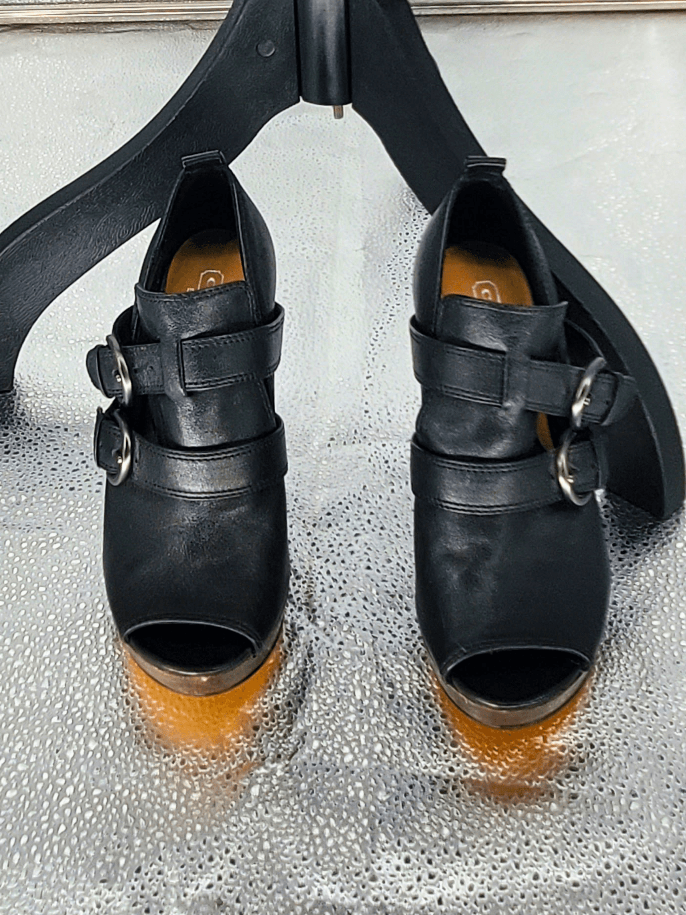 Coach , Coach — Black coach leather heels, mint
