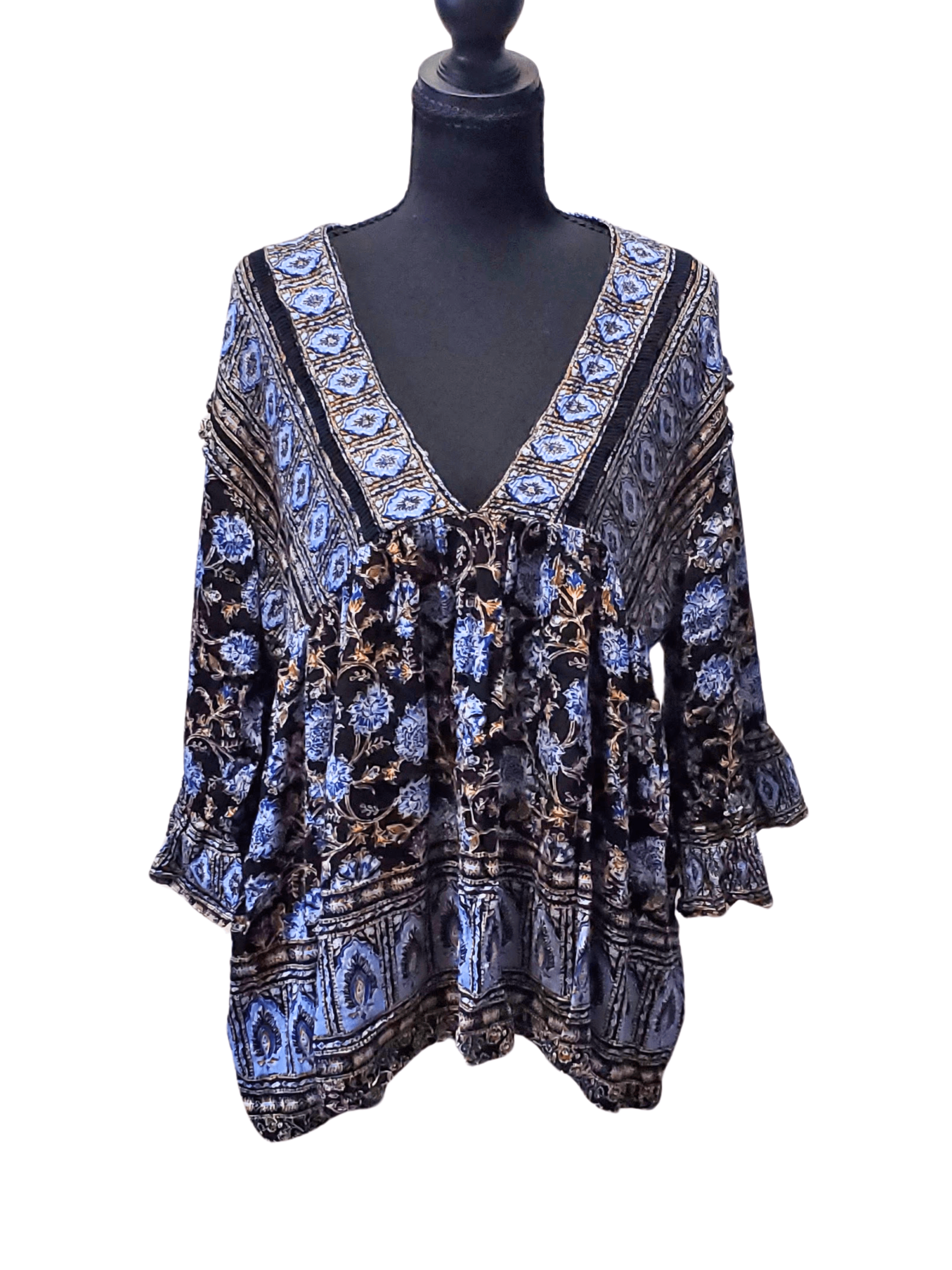 Free People , Free People — Free People Moonlight Dance printed Tunic top Boho blouse size S/P, excellent