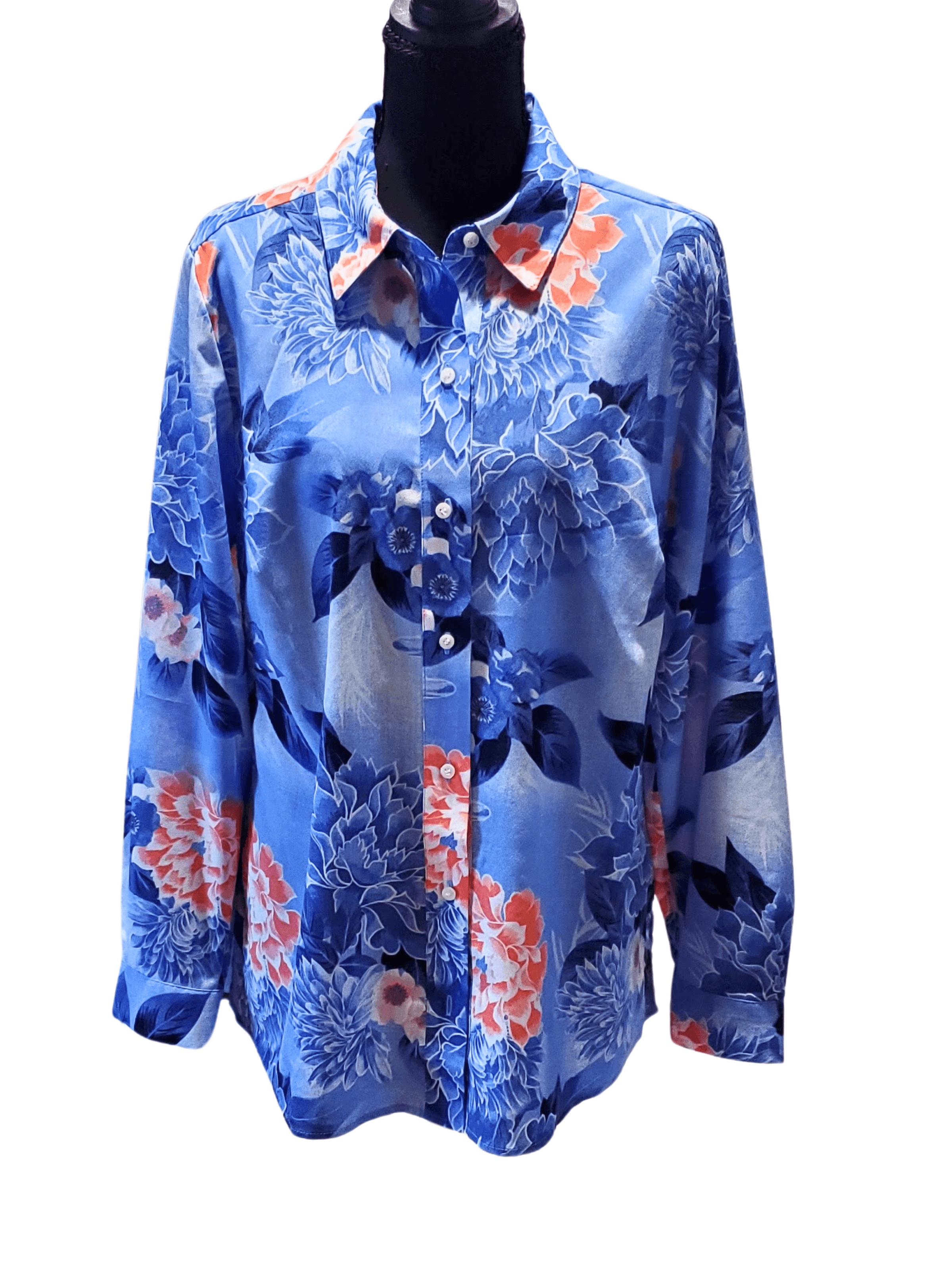 Charter club , Charter club — Chapter club Botanical blue floral button down blouse, excellent